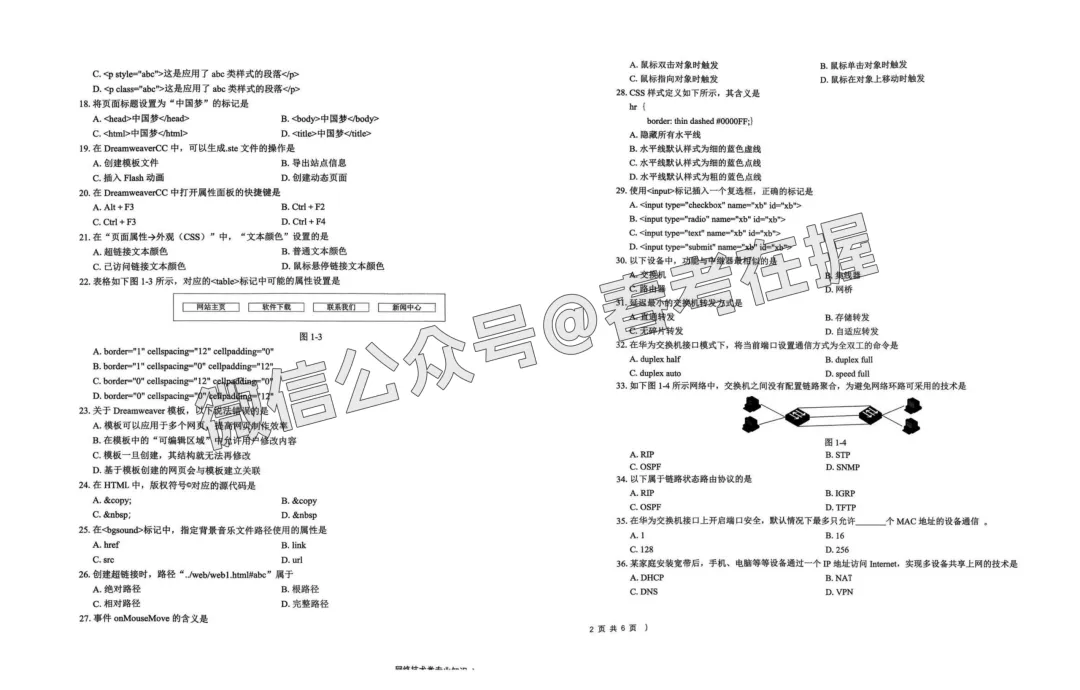 2026年春考第一次模拟考试网络技术类专业理论知识试题 第3张