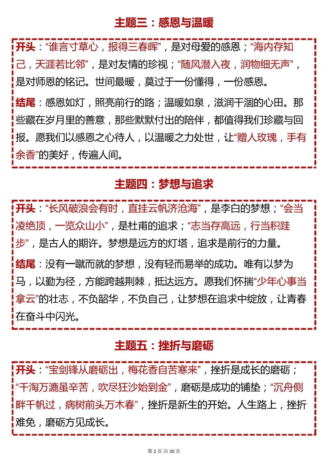 中考语文必背【初中语文 80 个满分作文素材(古诗词 + 排比开头结尾)】,快收藏 第2张