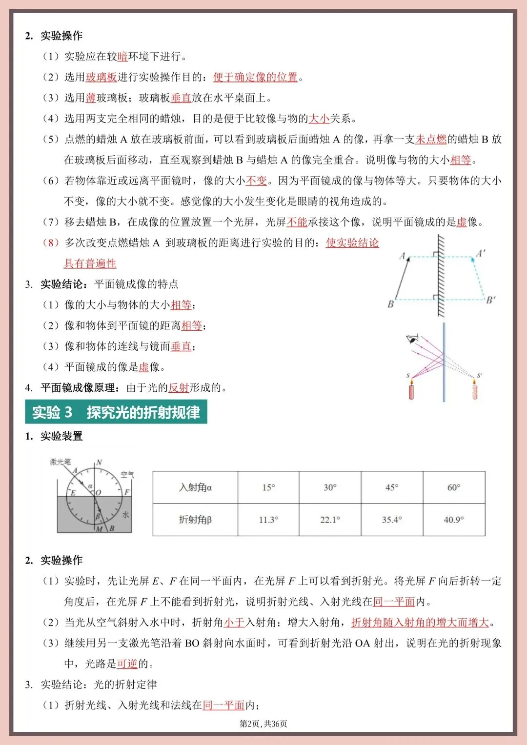 2026年中考物理实验总结(填空版+背诵版)电子版可打印 第5张