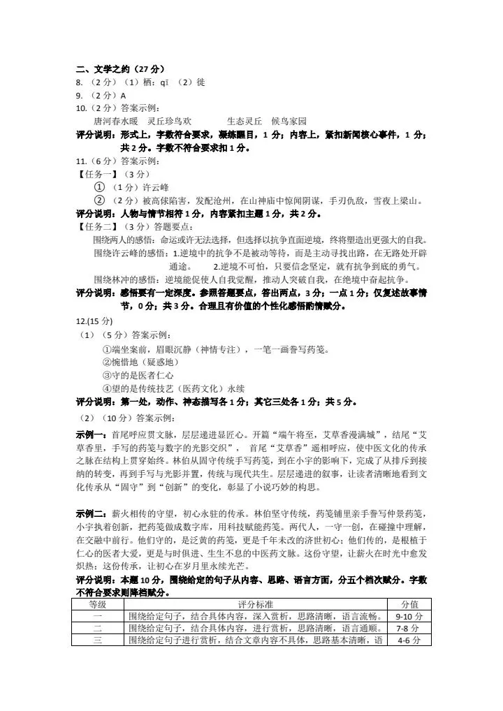 2026山西中考『语文』大同市第一次模拟考试 第11张