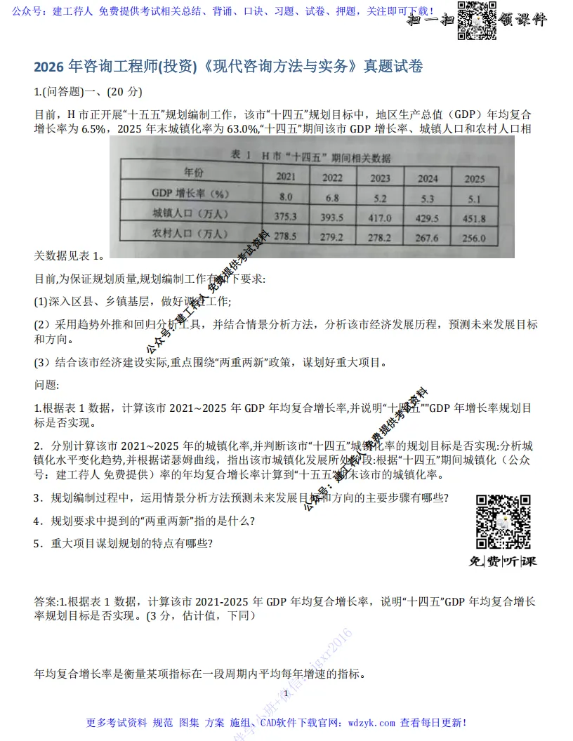 2026年咨询工程师 实务科目真题试卷及答案 完整版 第6张