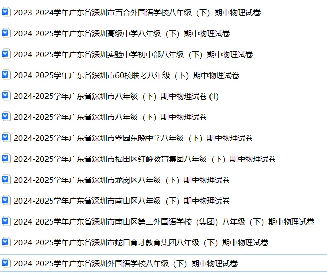 最新!深圳八年级(下)物理期中考试真题汇编13套(含答案详解) 第1张