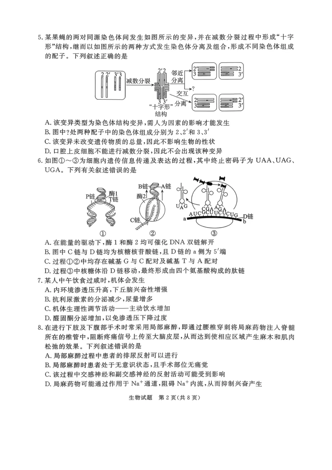 【2026年河北省普通高中学业水平选择性模拟考试 生物+答案 第3张