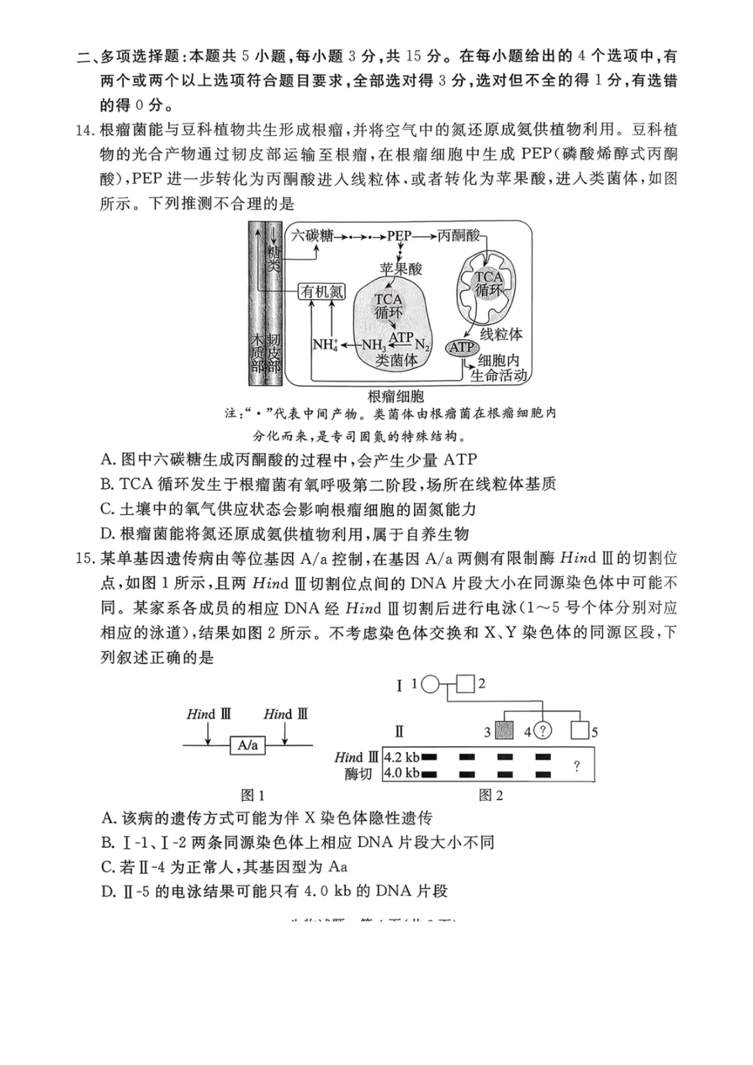 【2026年河北省普通高中学业水平选择性模拟考试 生物+答案 第5张