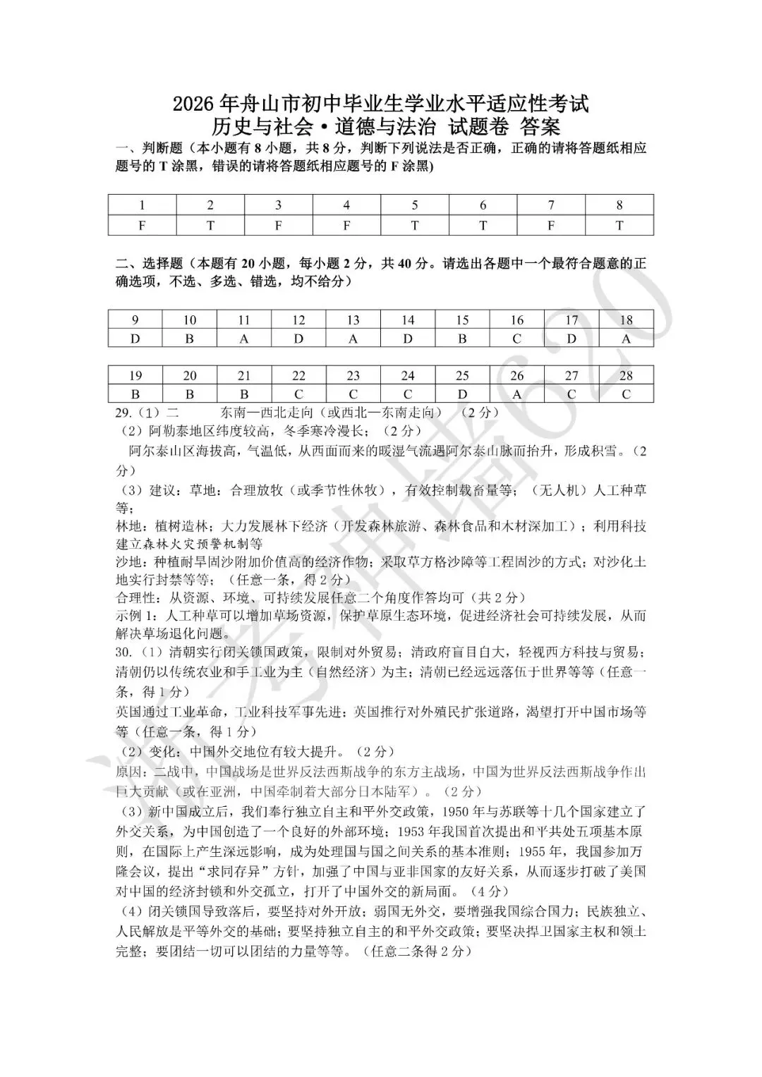 26模拟考|2026年舟山市初中毕业生学业水平适应性考试(舟山一模)(全科) 第61张