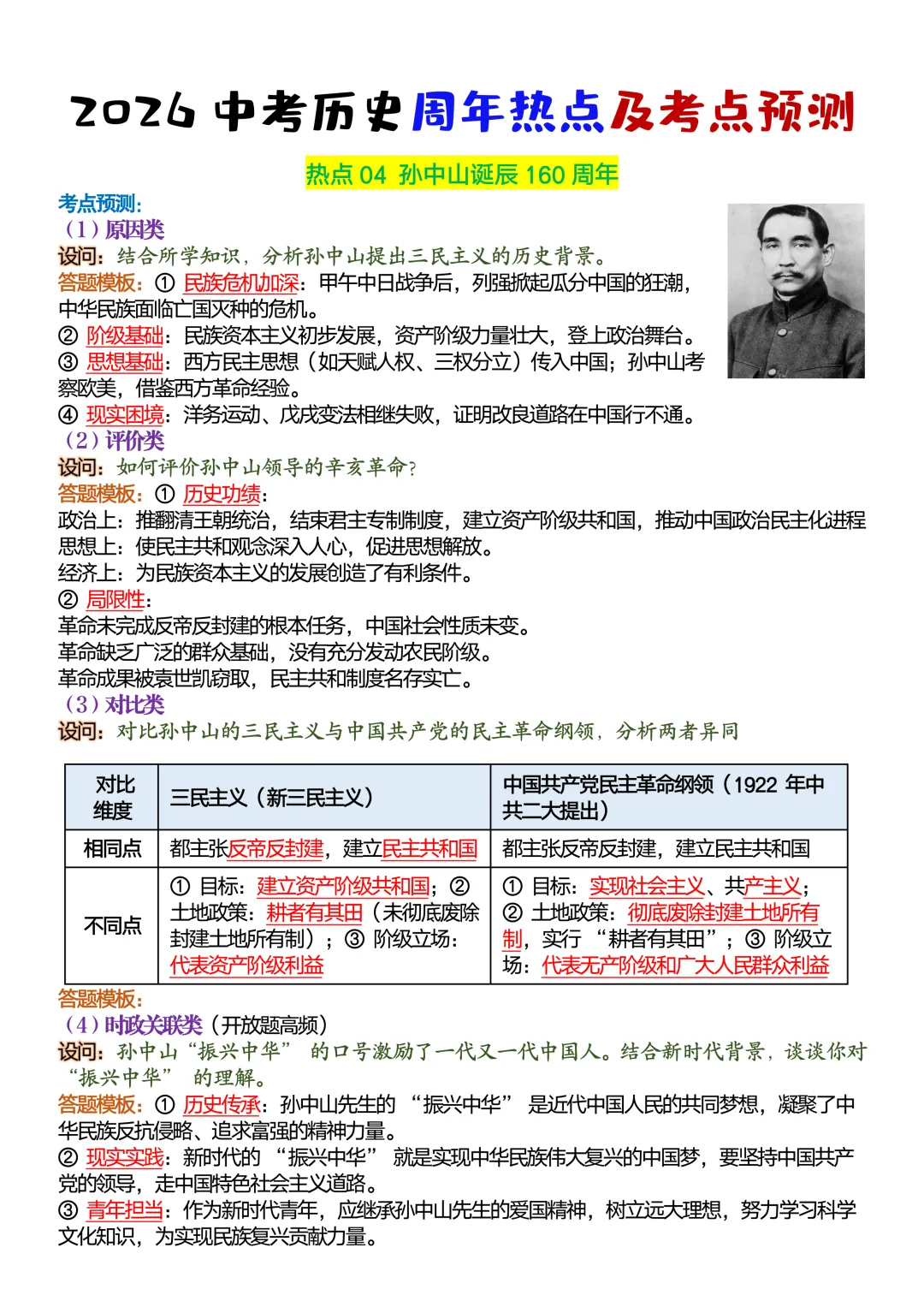 2026中考历史周年热点及考点预测,90命中率高,可打印背诵! 第6张 2026中考历史周年热点及考点预测,90命中率高,可打印背诵! 第6张