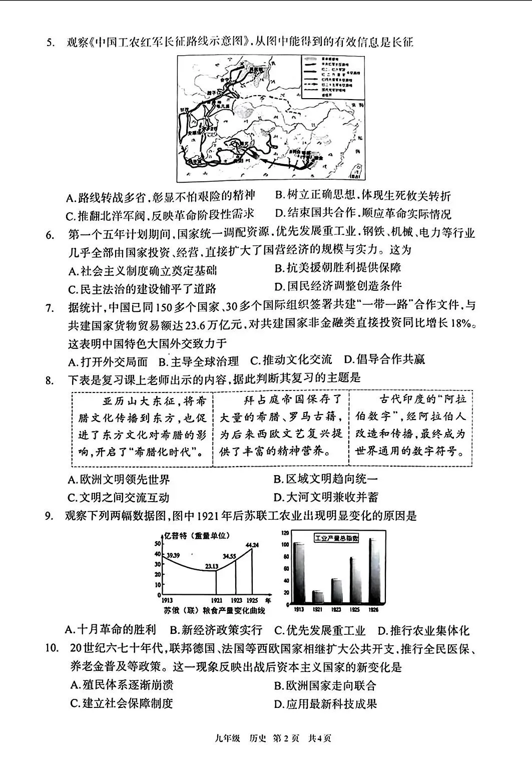 2026年4月呼和浩特市初三中考一模试卷-历史(含答案) 第2张