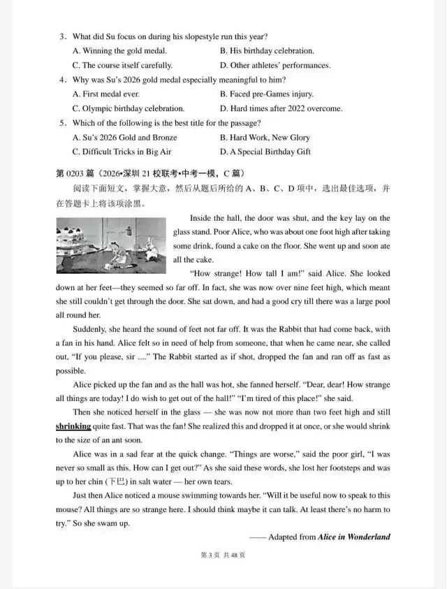 中考英语-阅读理解专项训练300题(201-221篇) 第5张