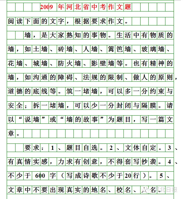 收藏!河北中考近20年语文作文题目汇总 第11张