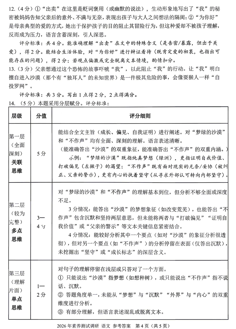【26中考一模 新题05】嘉兴一模语文/科学试题答案! 第13张