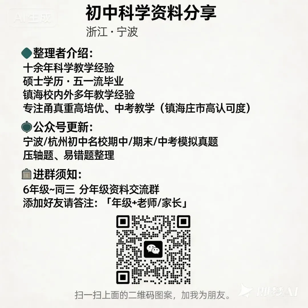 2026.4 温州杭州舟山嘉兴一模统考真题科学(宁波等陆续更新) 第5张