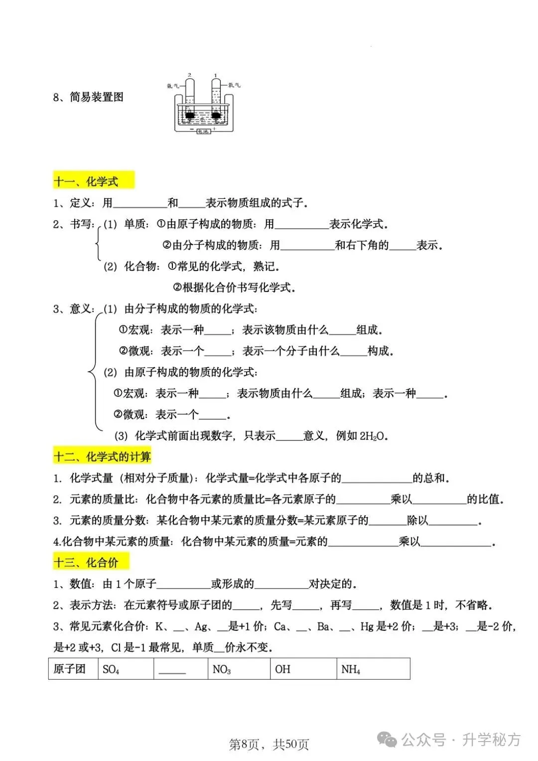 中考化学43大考点汇总(填空版+背诵版),掌握这些知识点,化学高分很轻松! 第9张