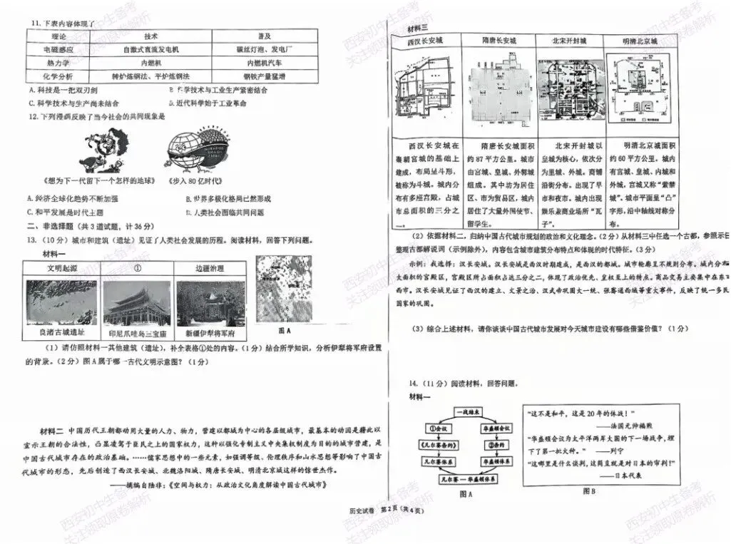 全科真题练!西安2026中考模拟:【西安交大附中分校】九年级三模考试【历史】免费下载! 第8张