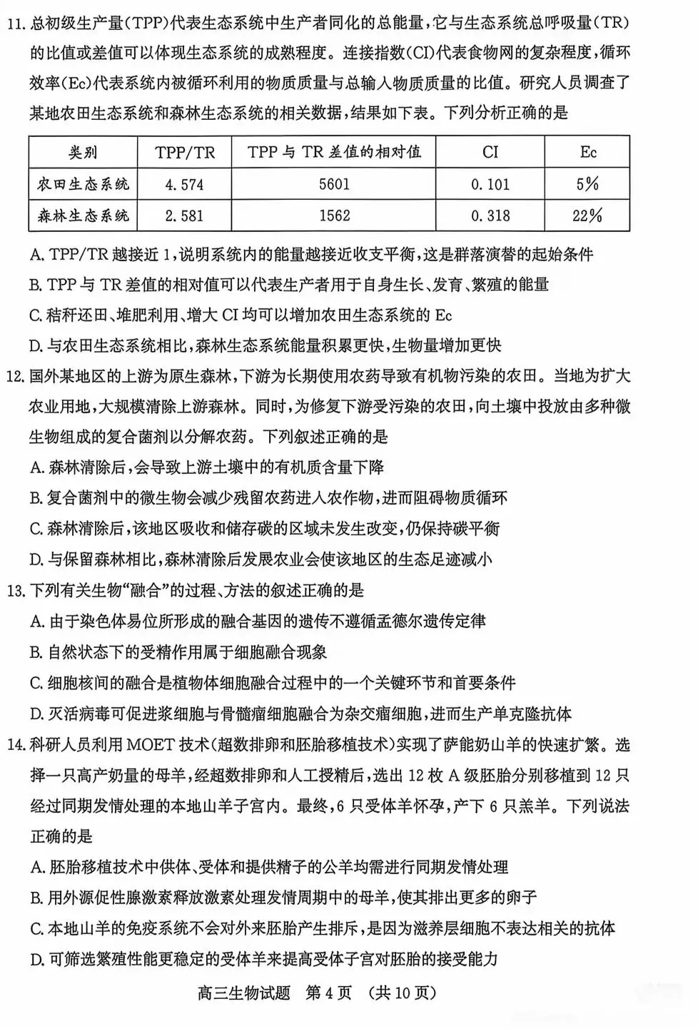 济南市2026届高三4月第二次模拟考试生物学试题及答案 第4张