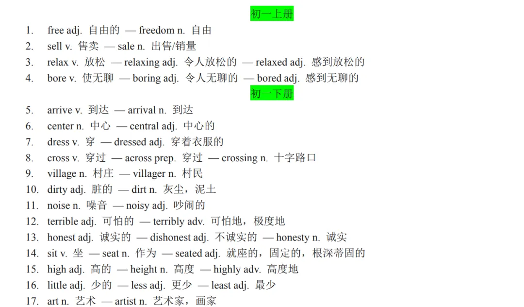 中考英语必背词性变化汇总,考前必须掌握!-第7张图片-四季读书网