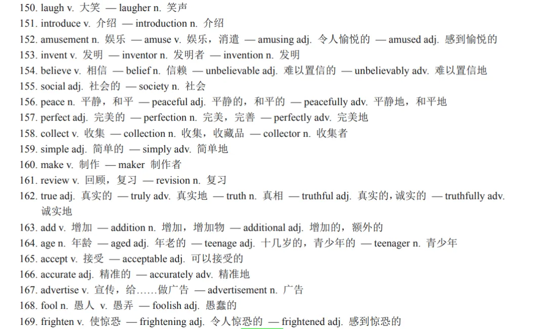 中考英语必背词性变化汇总,考前必须掌握!-第14张图片-四季读书网