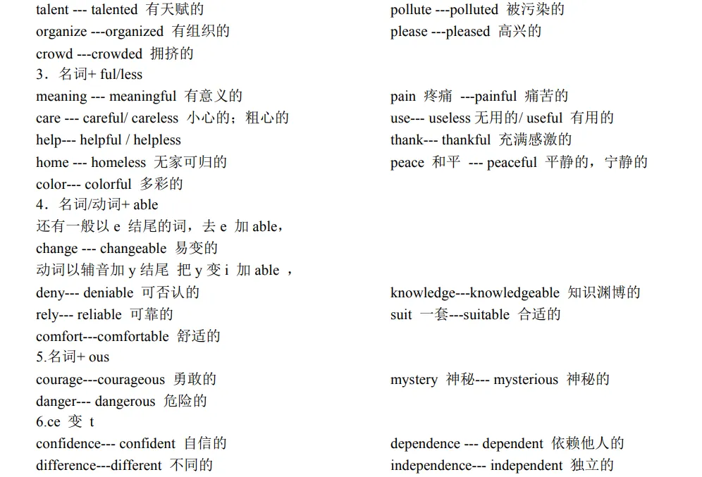 中考英语必背词性变化汇总,考前必须掌握!-第24张图片-四季读书网