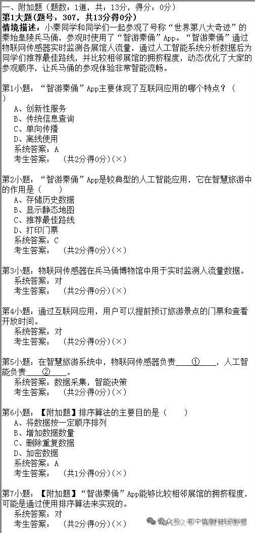2026年陕西省初中信息科技学业考试题库模拟真题(二) 第7张 2026年陕西省初中信息科技学业考试题库模拟真题(二) 第7张