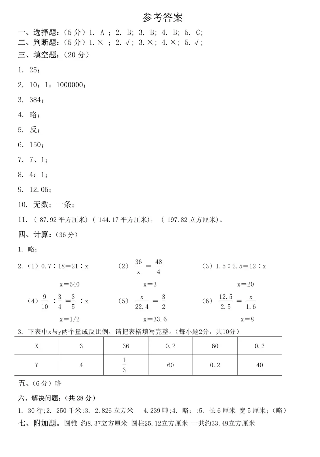 最新,六年级数学下册期中试卷8套,提分必备 第17张