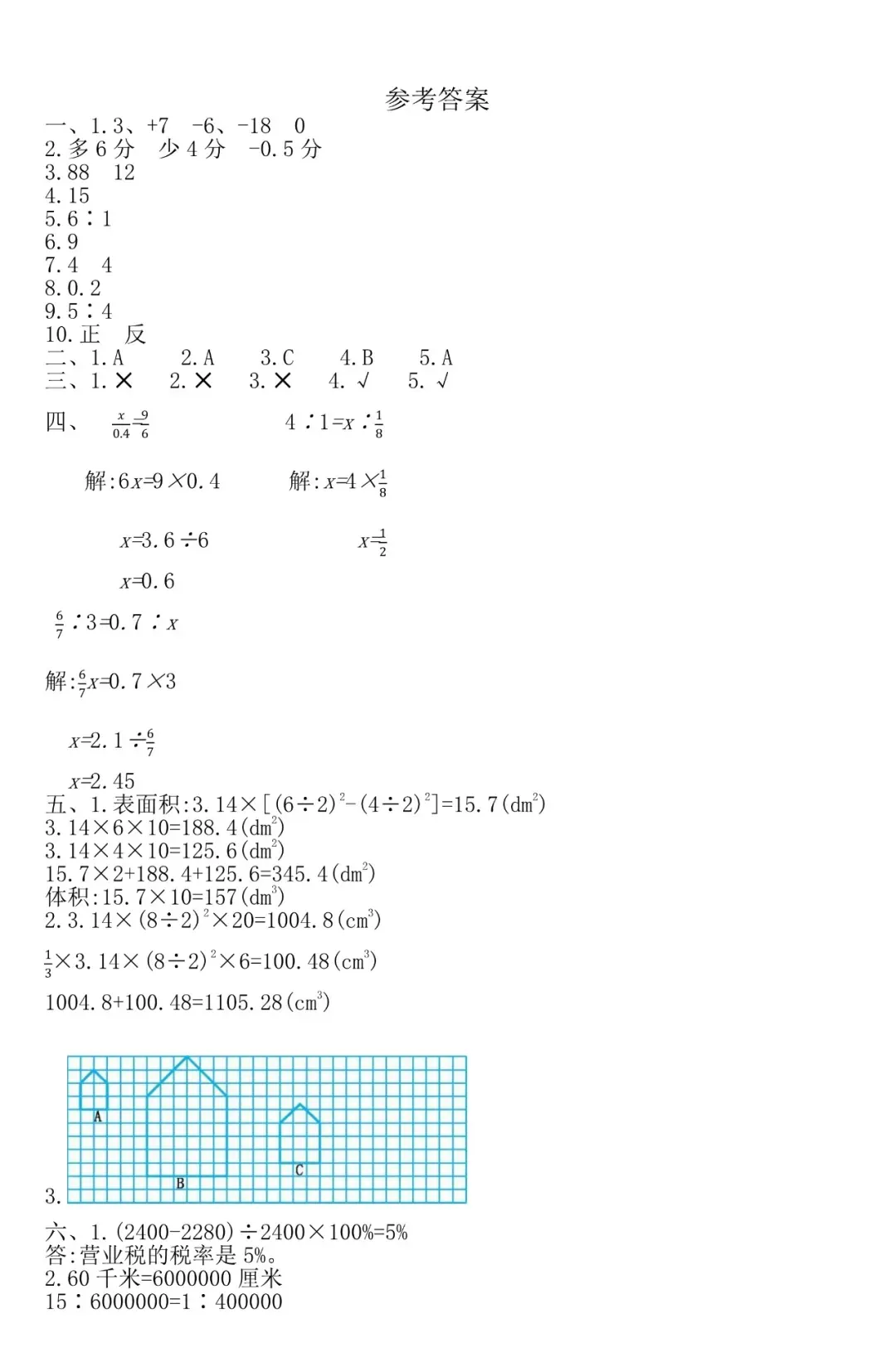 最新,六年级数学下册期中试卷8套,提分必备 第34张