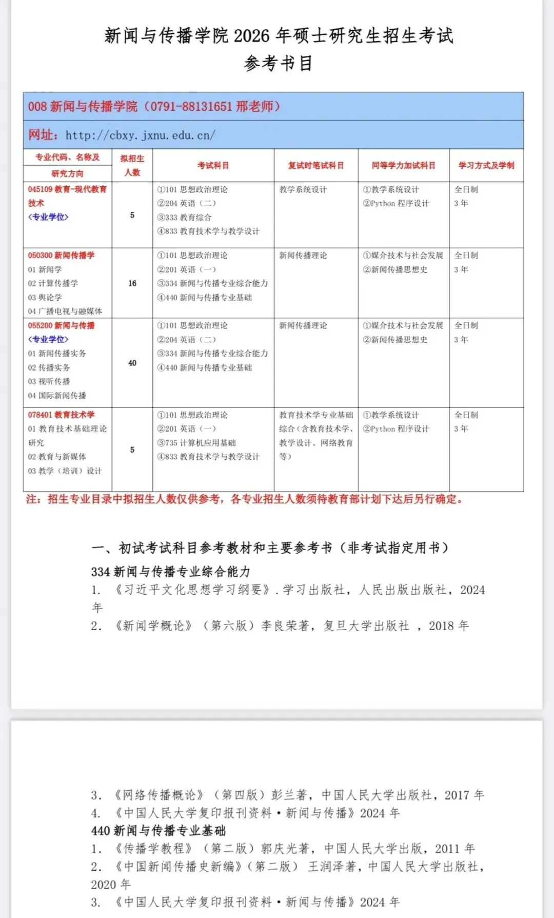 27江西师范大学新传考研:真题/招生简章/背诵笔记 第1张