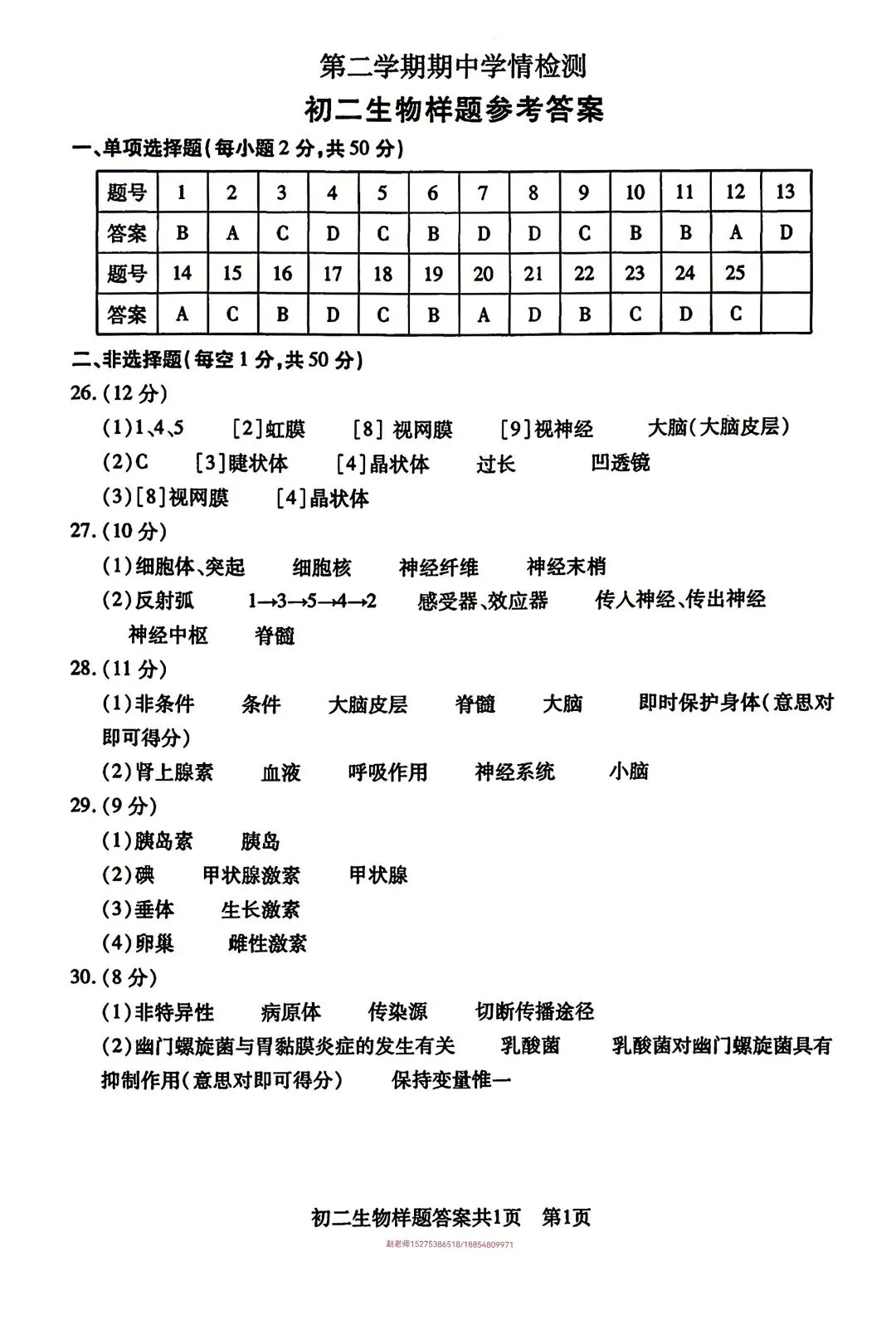 2025年泰山区七下期中生物真题 第9张