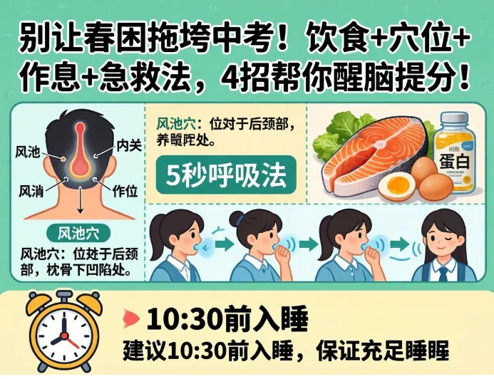 别让春困拖垮中考!饮食+穴位+作息+急救法,4招帮你醒脑提分! 第1张 别让春困拖垮中考!饮食+穴位+作息+急救法,4招帮你醒脑提分! 第1张
