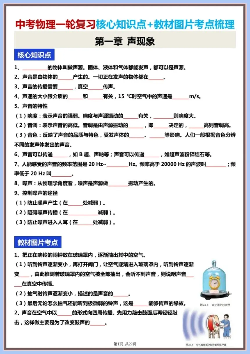 中考倒计时 | 2026年中考物理一轮复习核心知识点+图片考点梳理|含解析(电子版可打印) 第2张