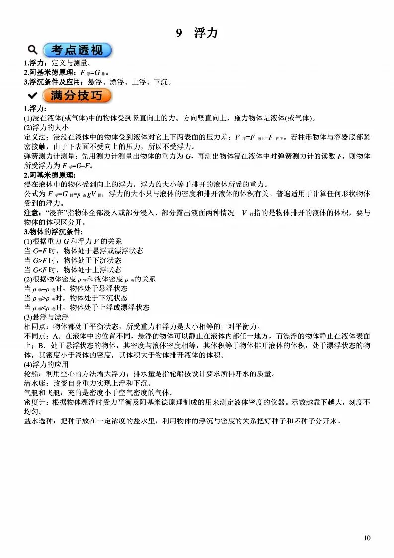中考物理各章节知识点考点分析 第73张