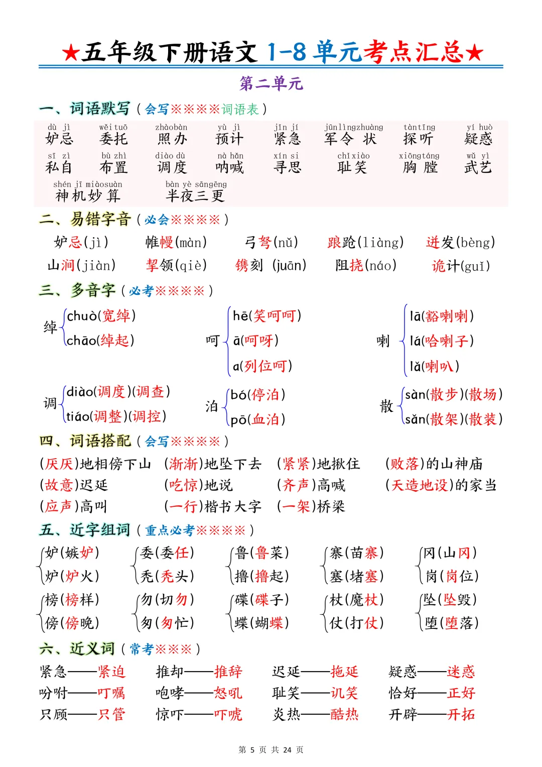 五年级期中复习试卷+模拟卷免费领! 第5张