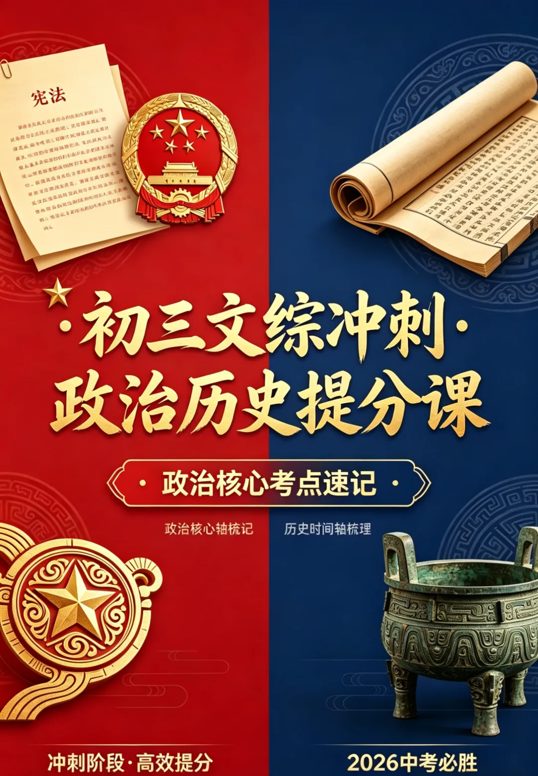 初三一模文综拖分?政治历史中考冲刺课,高效提分! 第1张
