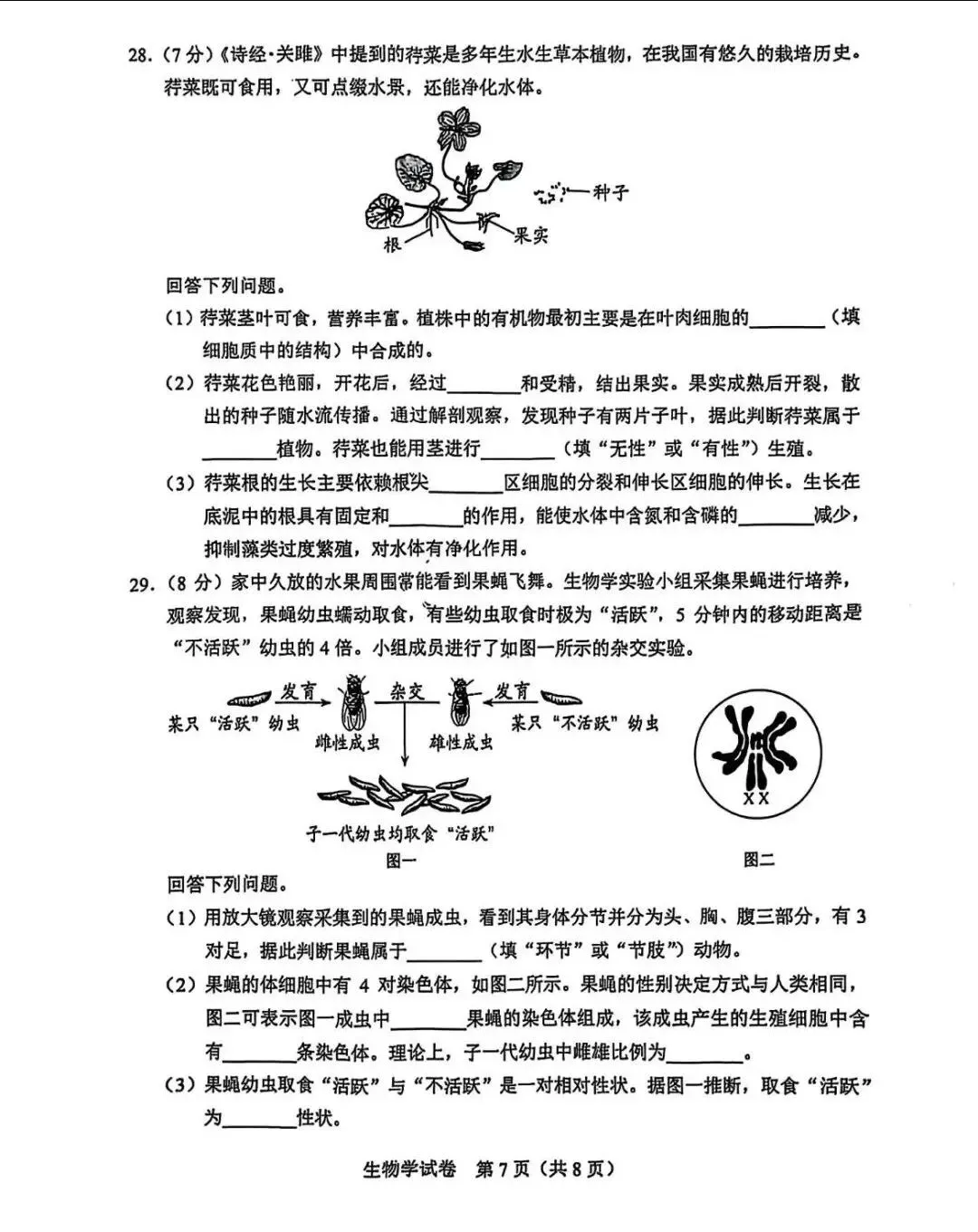 【中考真题】2025年河北省中考生物试题(八年级)含答案 第8张
