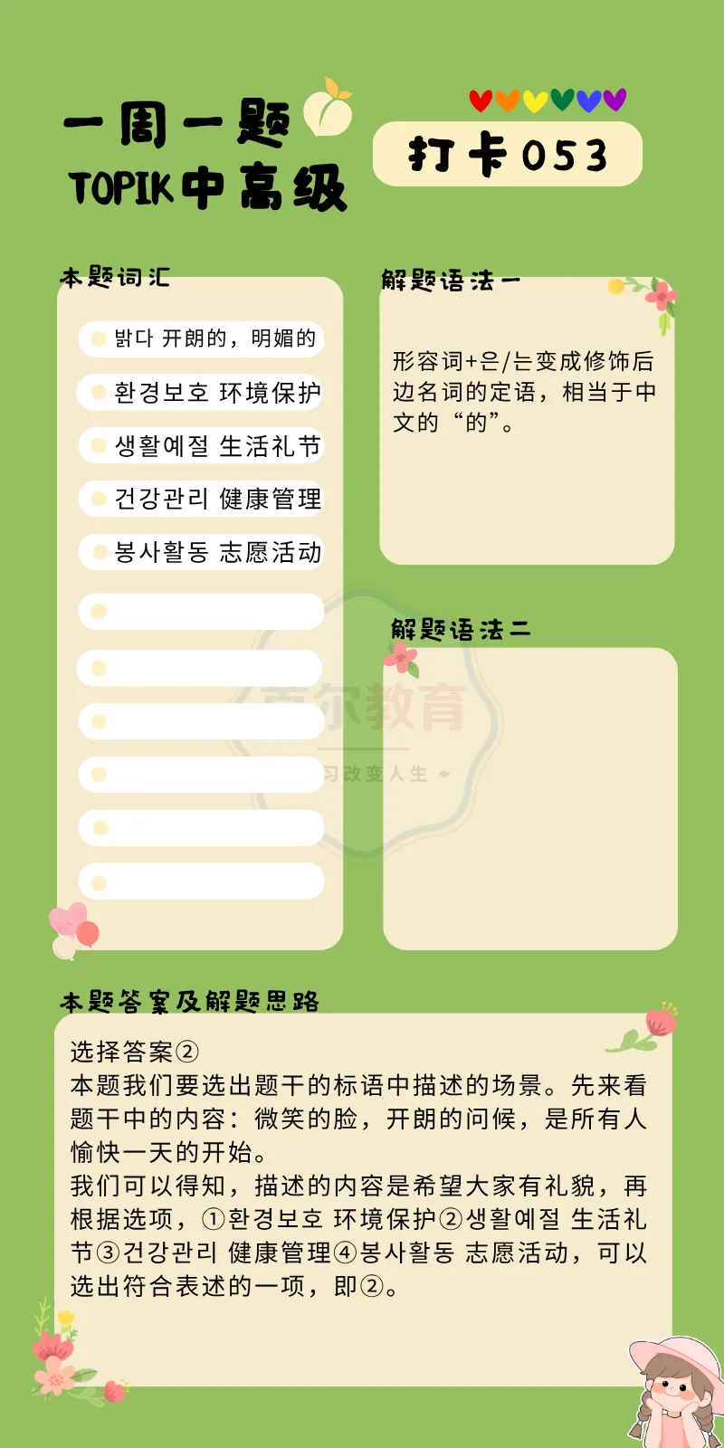 一周一题 || TOPIK中高级真题打卡【阅读53】 第19张 一周一题 || TOPIK中高级真题打卡【阅读53】 第19张