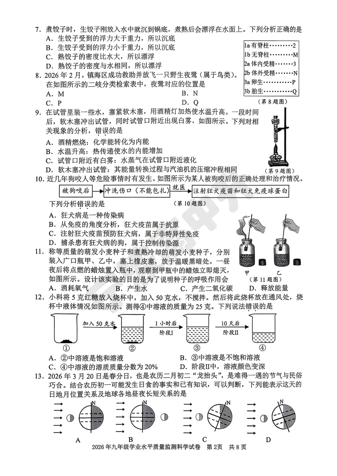 【宁波中考】宁波中考一模试卷含答案解析!来对答案啦!试卷持续更新中! 第12张