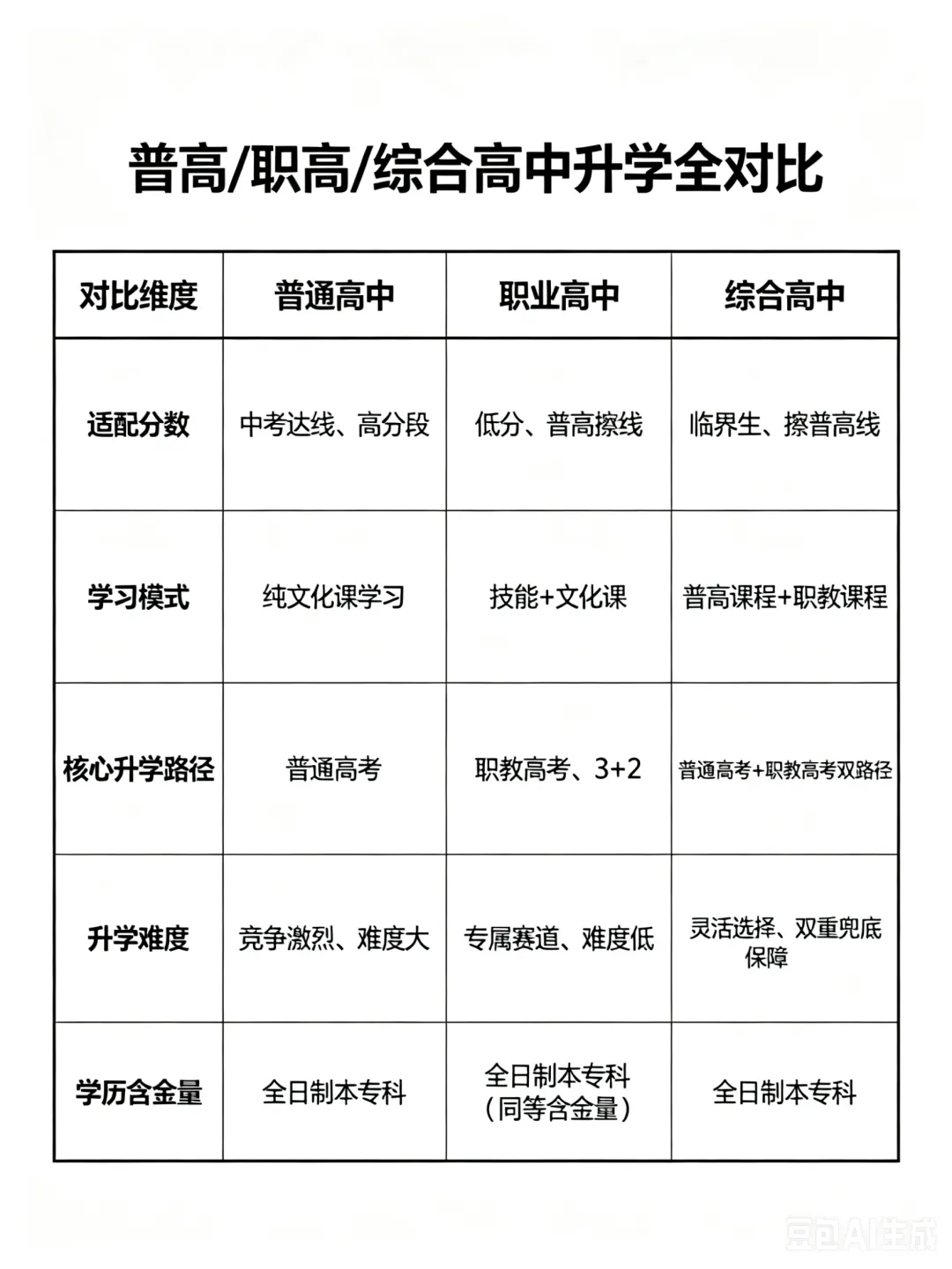 中考临界生必看:普高、职高、综合高中,升学路径全对比! 第5张 中考临界生必看:普高、职高、综合高中,升学路径全对比! 第5张