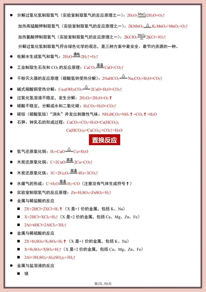 【中考化学】2026年中考化学《常见化学方程式》完整电子版可打印! 第10张 【中考化学】2026年中考化学《常见化学方程式》完整电子版可打印! 第10张