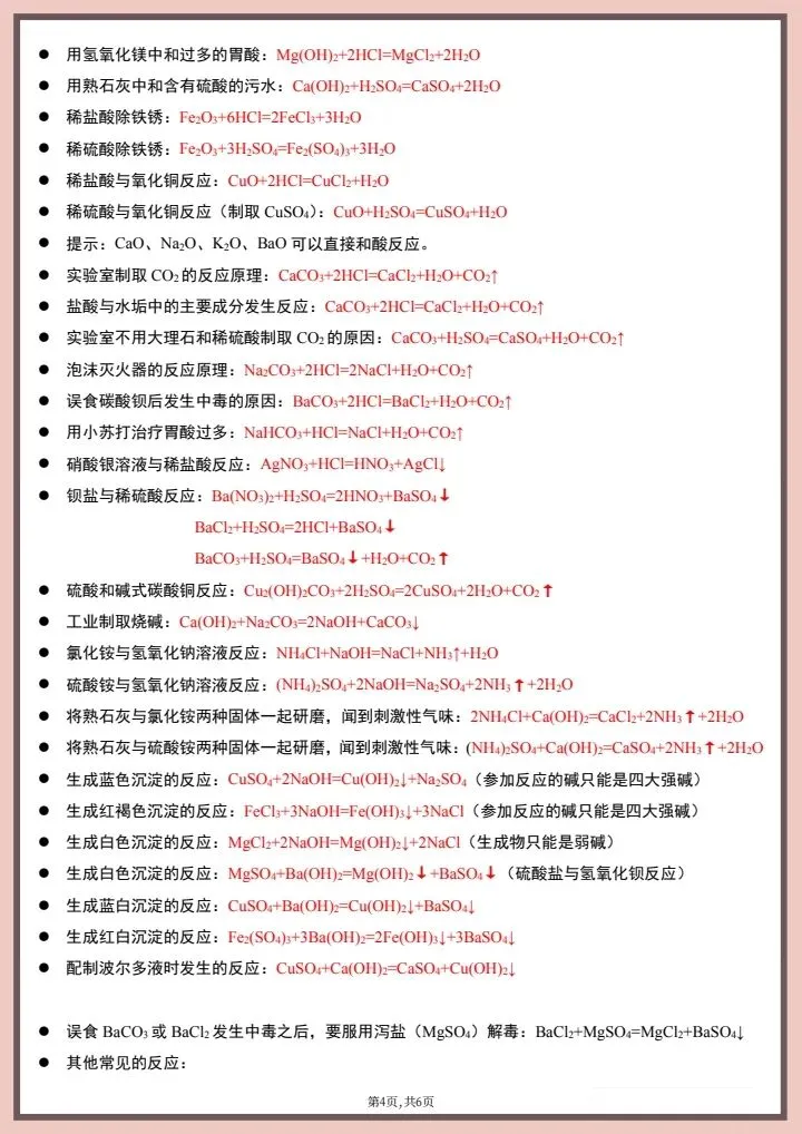 【中考化学】2026年中考化学《常见化学方程式》完整电子版可打印! 第12张 【中考化学】2026年中考化学《常见化学方程式》完整电子版可打印! 第12张