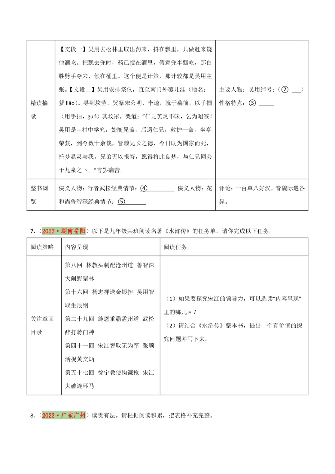 中考专项语文 专题14 《艾青诗选》《水浒传》专项复习 第24张