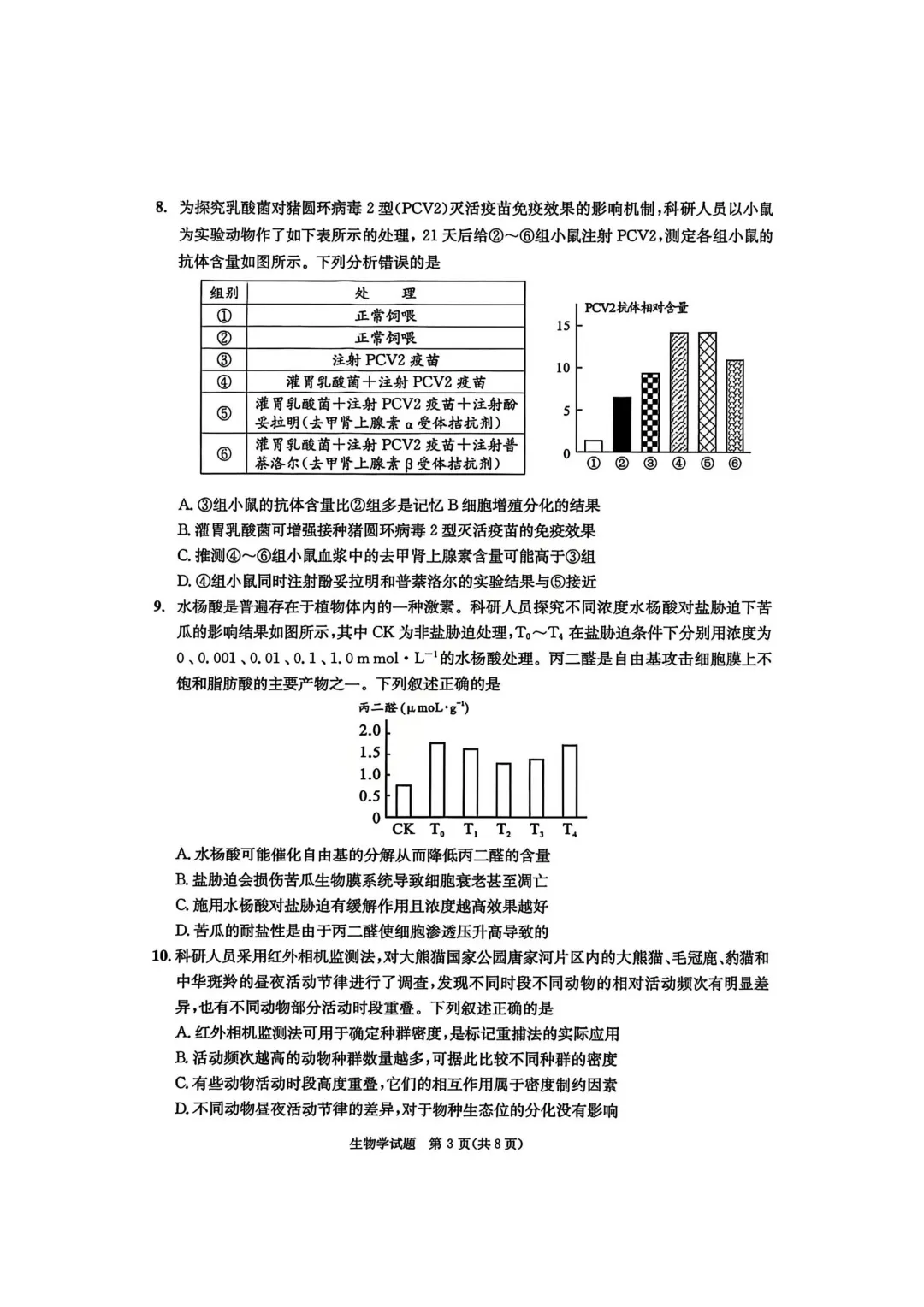四川省成都市2023级高三第二次模拟测试生物学试卷 第3张
