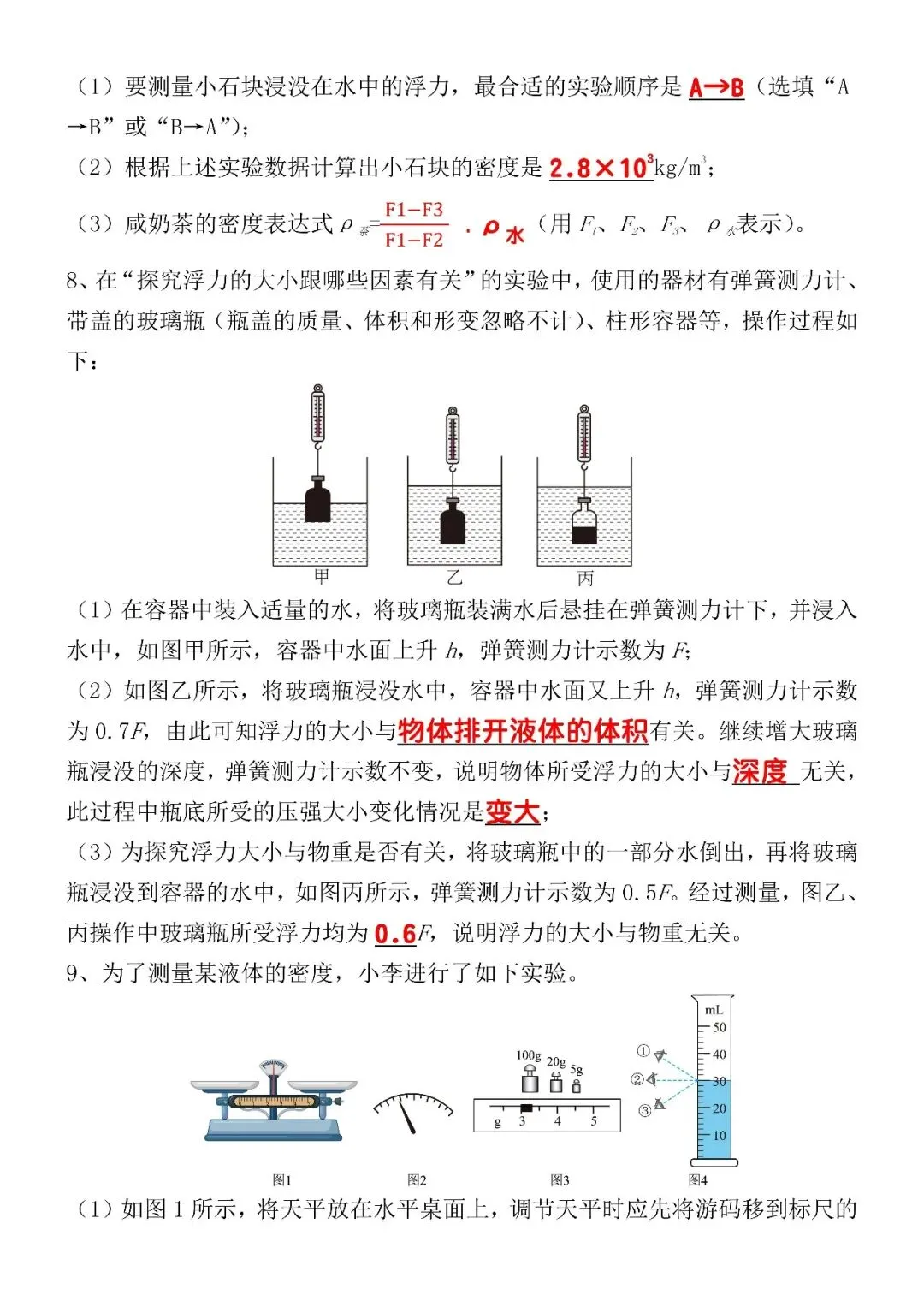 2026中考物理专项复习:重点【力学】试验题(可打印),重点提升,一日一练!-第8张图片-四季读书网