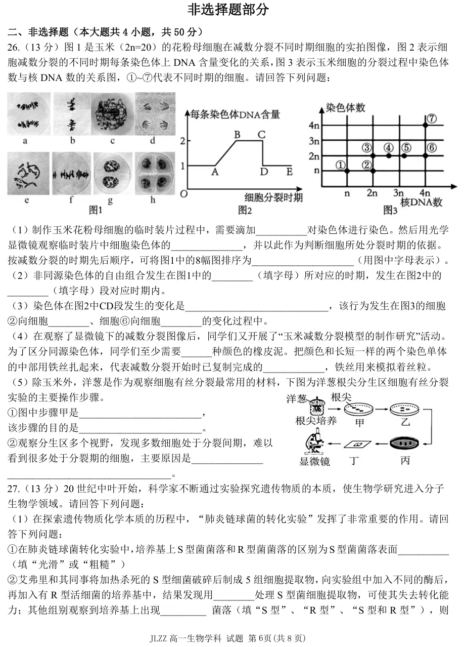 2026年4月金兰合作高一期中联考生物试卷、答案 第6张 2026年4月金兰合作高一期中联考生物试卷、答案 第6张