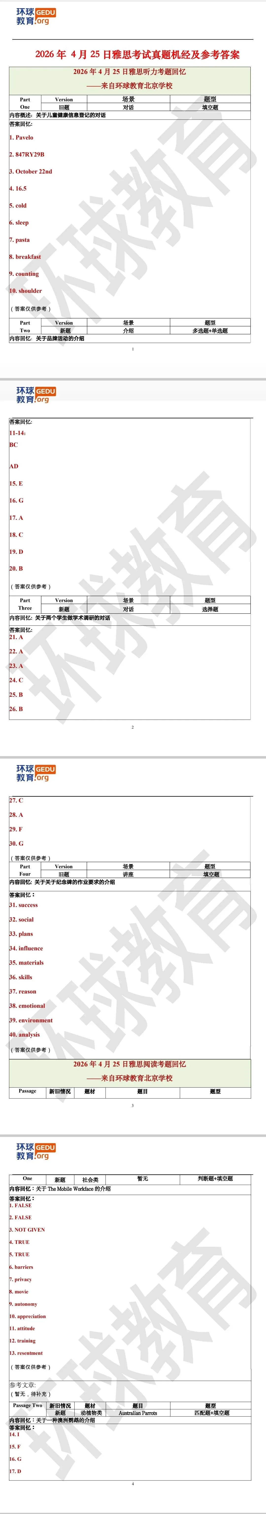 雅思真题|2026年4月25日雅思考试回忆+答案(附范文) 第7张 雅思真题|2026年4月25日雅思考试回忆+答案(附范文) 第7张