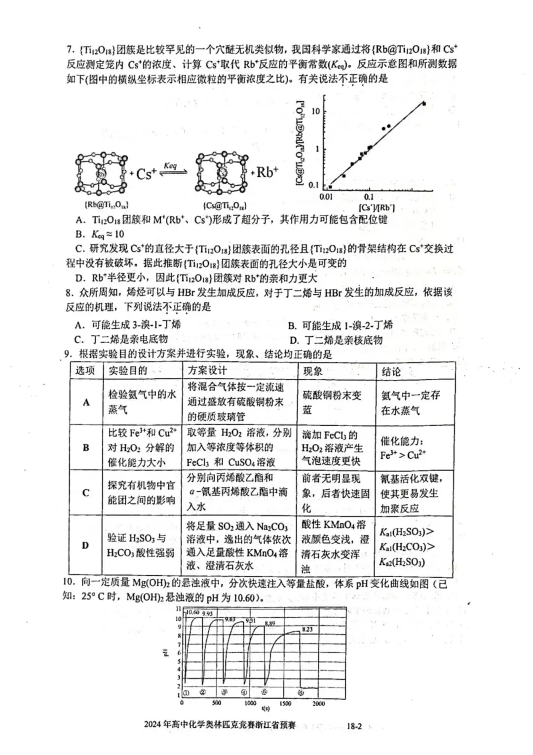 2024年浙江省高中化学奥赛预赛真题!2024年浙江省高中化学奥赛预赛圆满落幕!关注不迷路! 第3张