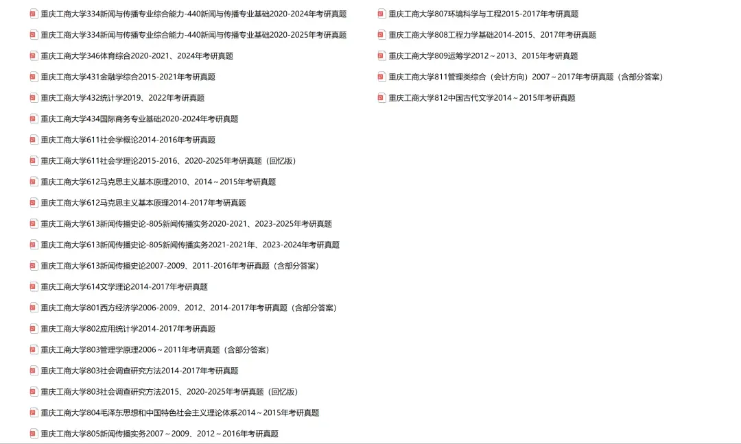 重庆工商大学考研专业课历年真题汇总(含2026真题) 第2张 重庆工商大学考研专业课历年真题汇总(含2026真题) 第2张