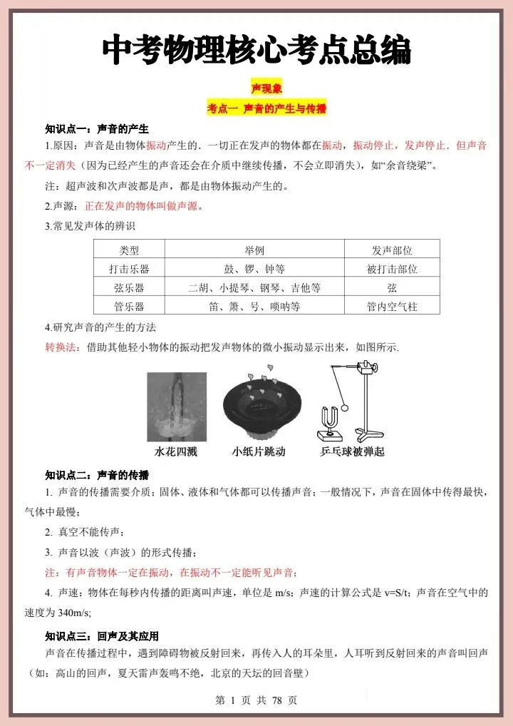 【中考物理】2026年中考物理《核心考点总编》完整电子版可打印! 第9张