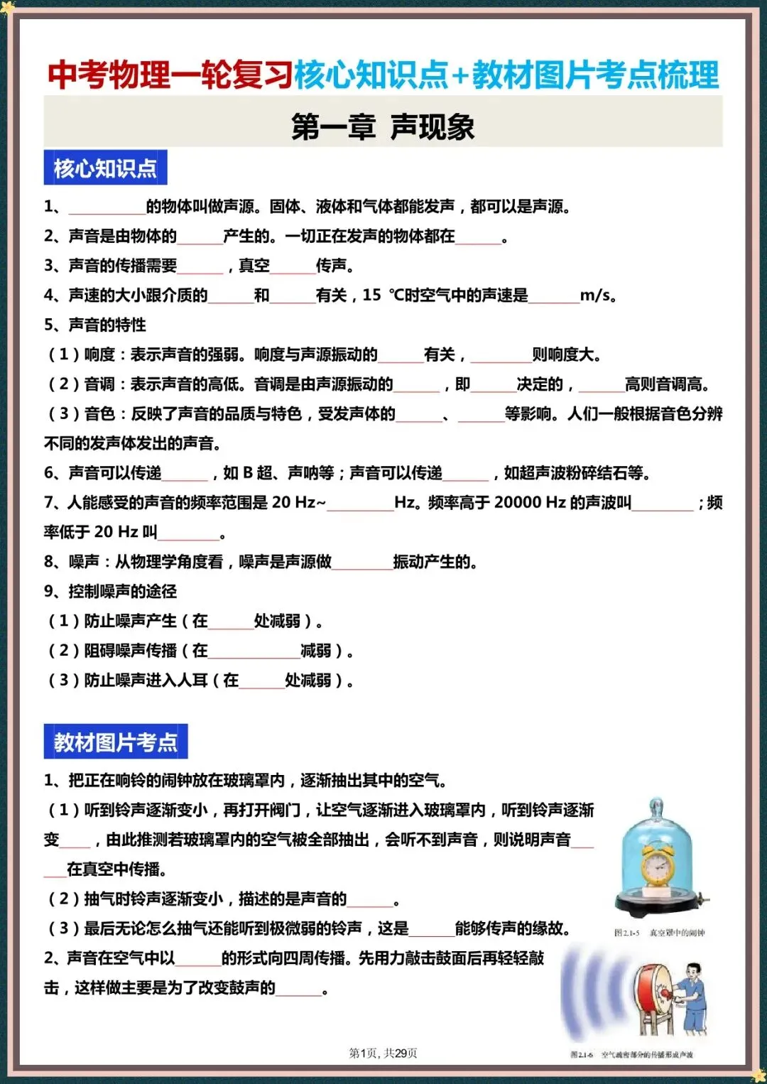 中考物理|2026年中考物理一轮复习核心知识点+考点梳理|含解析(电子版可打印) 第1张 中考物理|2026年中考物理一轮复习核心知识点+考点梳理|含解析(电子版可打印) 第1张