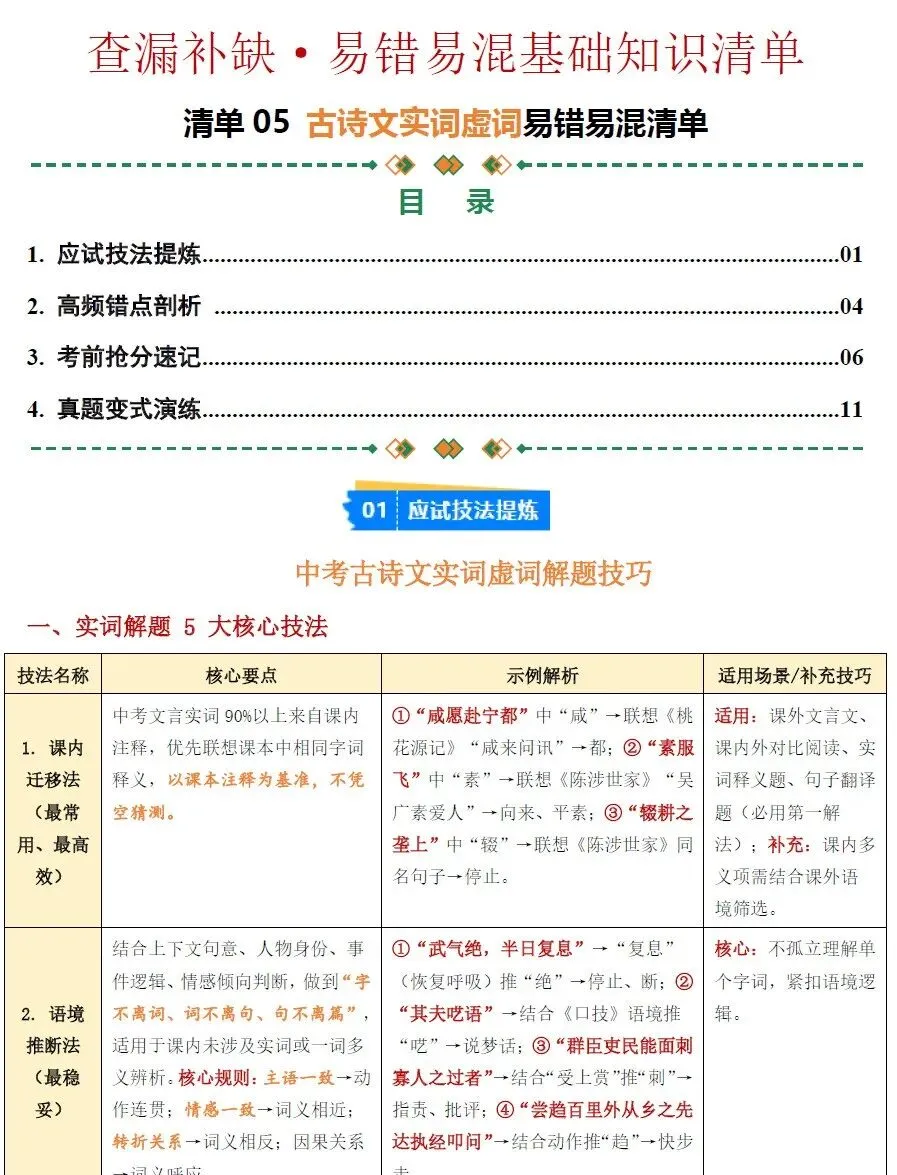 2026《中考语文•终极冲刺抢分清单》全国 第9张 2026《中考语文•终极冲刺抢分清单》全国 第9张