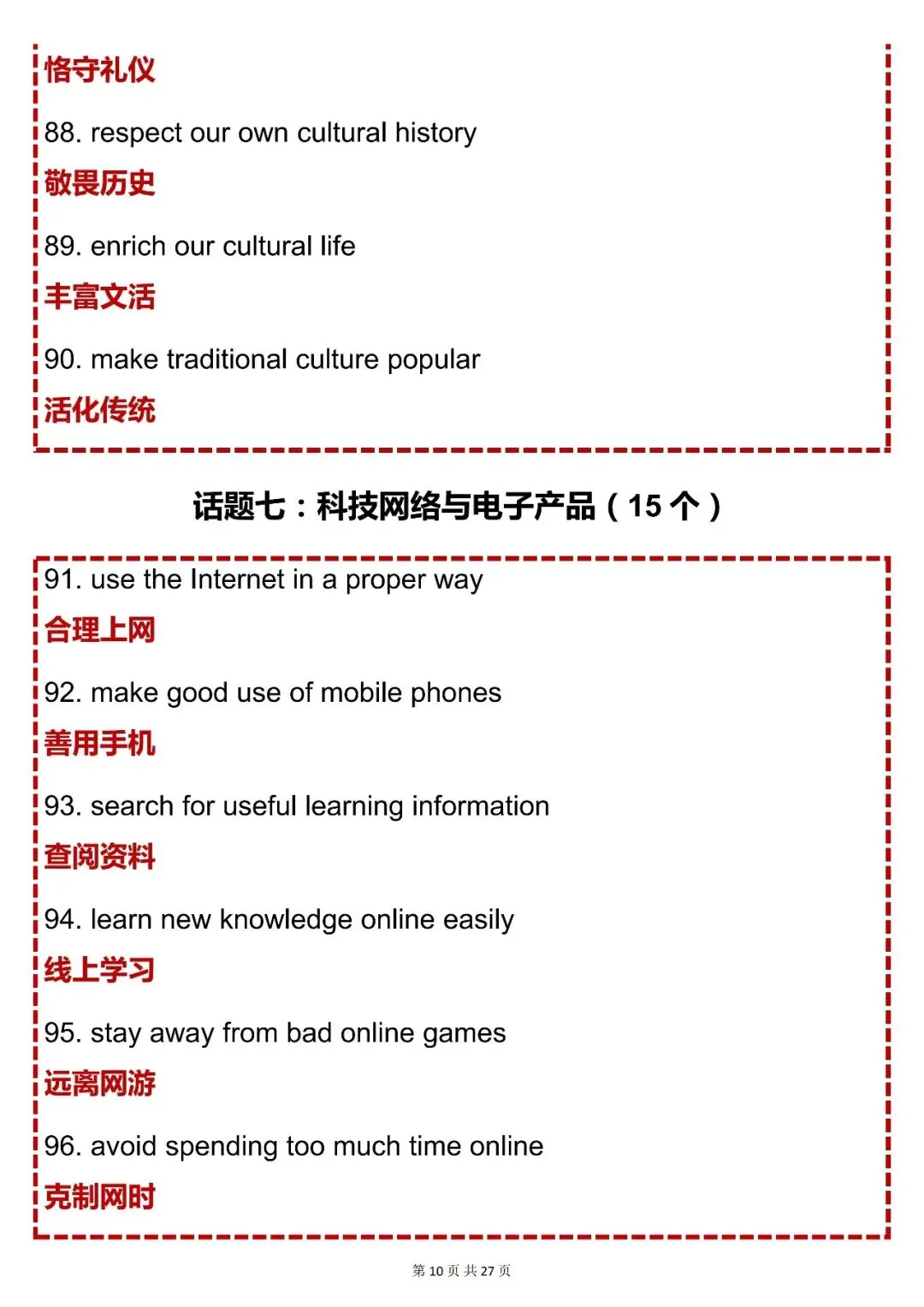 中考英语必背【2026 中考英语写作 150 个短语 + 100 个万能句型】,可打印 快收藏 第10张 中考英语必背【2026 中考英语写作 150 个短语 + 100 个万能句型】,可打印 快收藏 第10张