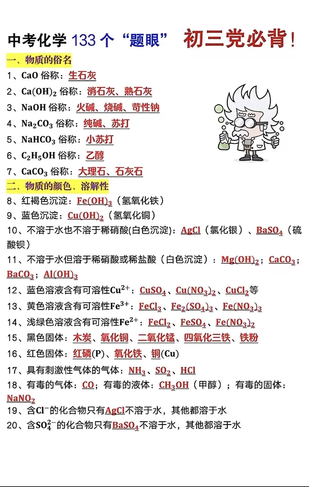 中考化学133个题眼背完躺赢保底95 第5张 中考化学133个题眼背完躺赢保底95 第5张