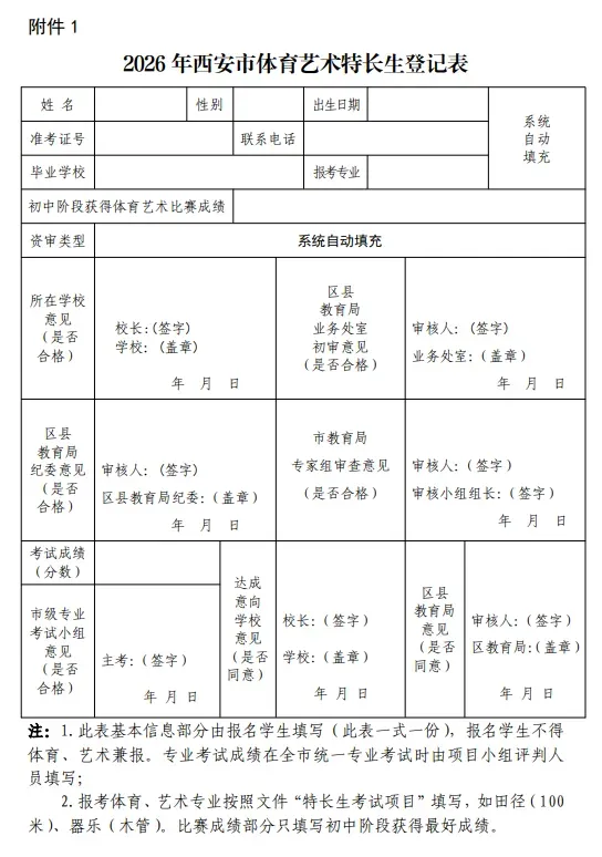 2026年西安中考特长生报名明日18:00截止! 第2张 2026年西安中考特长生报名明日18:00截止! 第2张